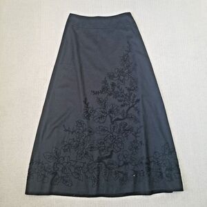 Talbots Evening Hostess Skirt Size 8 Black Wool Beaded Long New Years NEW READ